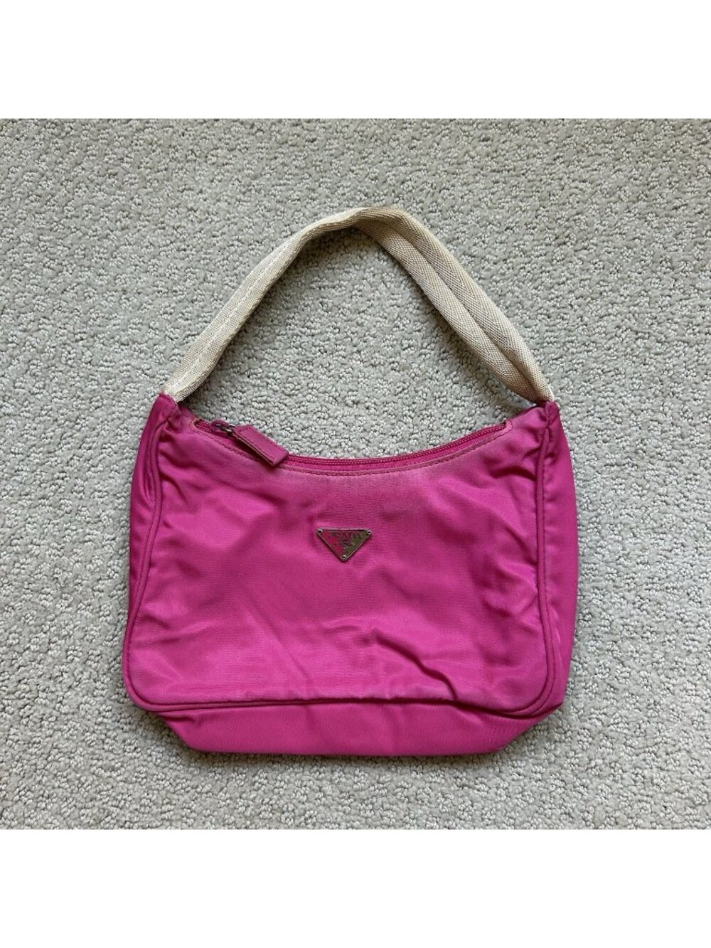 Authentic Prada Pink Nylon Tessuto Messenger Mini Hobo Bag Y2K Re-edition Purse